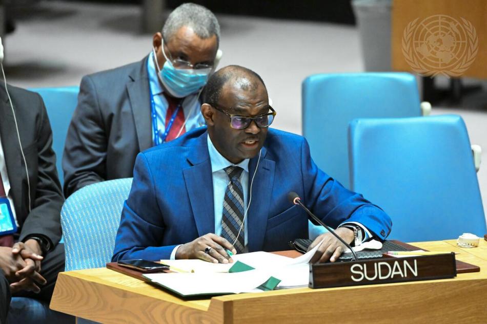 Al Harith Idriss Al Harith Mohamed Permanent Representative of the Republic of Sudan addresses the Security Council meeting on March 7 2024