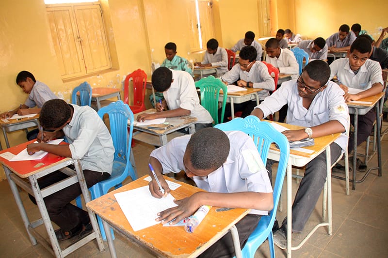 Sudanese students sitting university entrance exams at Kosti high school White Nile State on file photo Suna 1