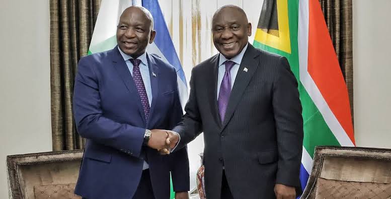 President Cyril Ramaphosa with PM of Lesotho Samuel Ntsokoane Matekane
