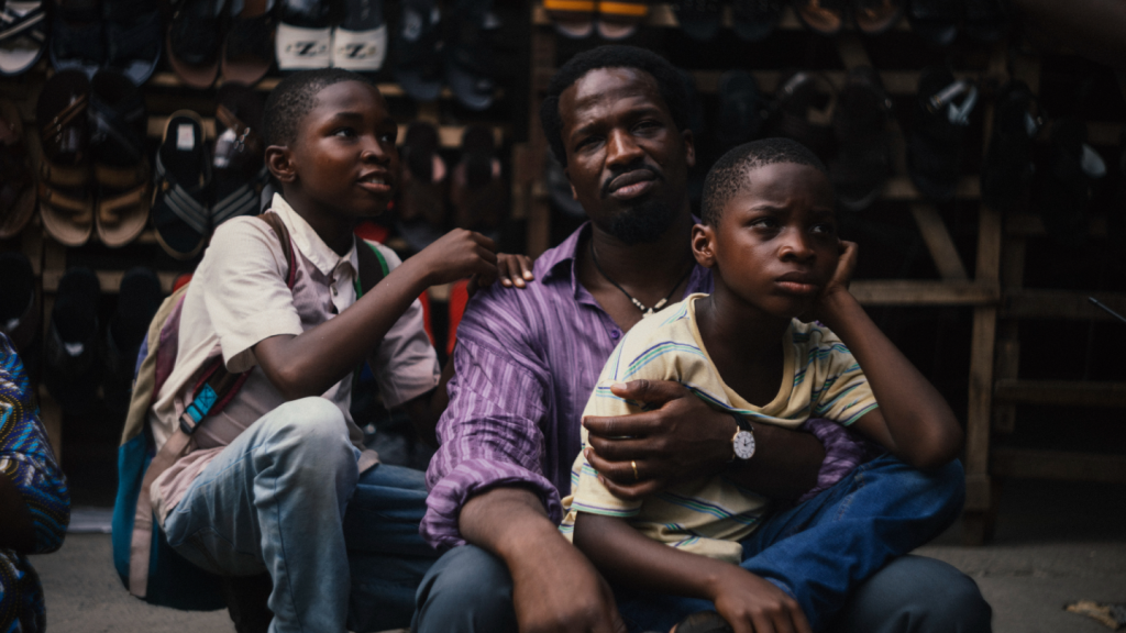 Dìrísù, Godwin Egbo and Chibuike Marvelous Egbo in 'My Father's Shadow'.